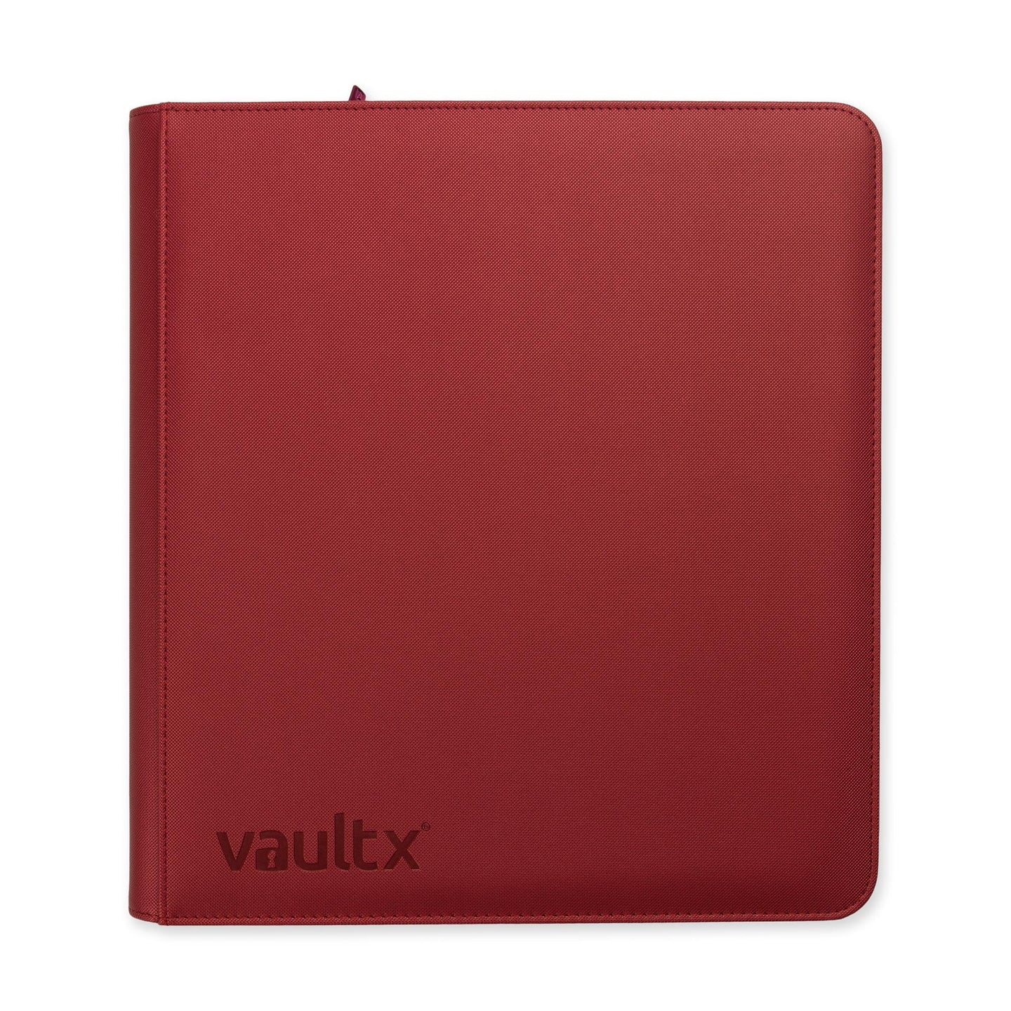 Vault X 12 Pocket Zip Binder, 480 Cards, Exo-Tec Material, 20 Side-Loading Pages (Metallic Red)