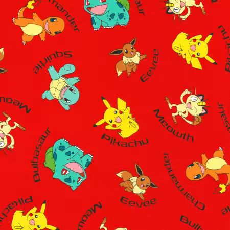 Robert Kaufman Red Pokemon Character with Names-Licensed