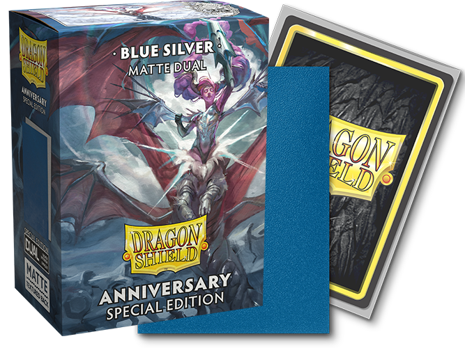 Dragon Shield Sleeves: Standard Matte Dual - Cobalt & Silver 100CT