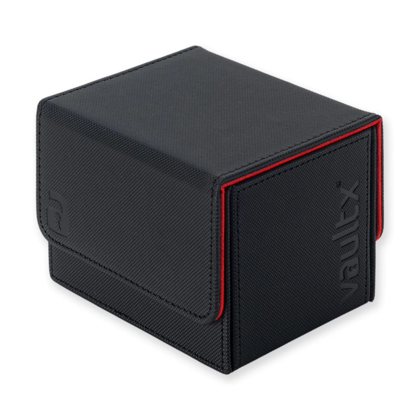 Vault X Sideloading Deck Box, 100+ Sleeved Trading Cards, Exo-Tec Material, Detachable Magnetic Lid (Black/Red)