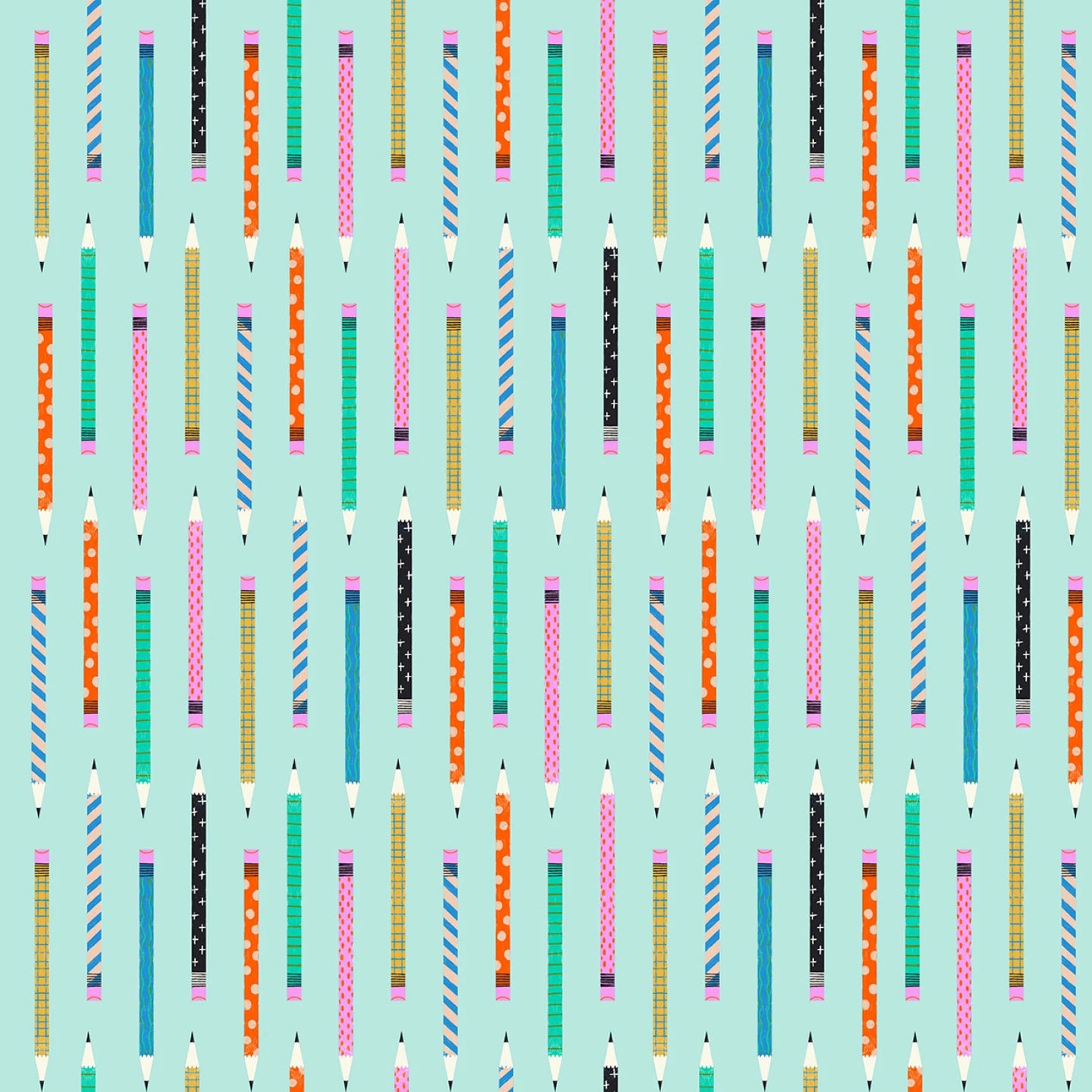 Dear Stella Fabrics Hall Pass Faye Guanipa The Pencil Thief Aqua Blue