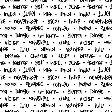 Dear Stella- White Whiskey Tango Foxtrot 108in wideback