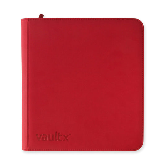 Vault X 12 Pocket Zip Binder, 480 Cards, Exo-Tec Material, 20 Side-Loading Pages (Red)