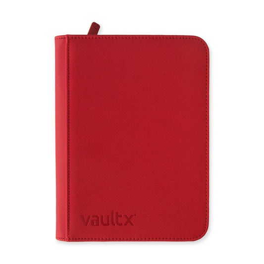 Vault X 4 Pocket Zip Binder, 160 Cards, Exo-Tec Material, 20 Side-Loading Pages (Red)
