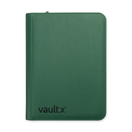 Vault X 9 Pocket Zip Binder, 360 Cards, Exo-Tec Material, 20 Side-Loading Pages (Metallic Green)