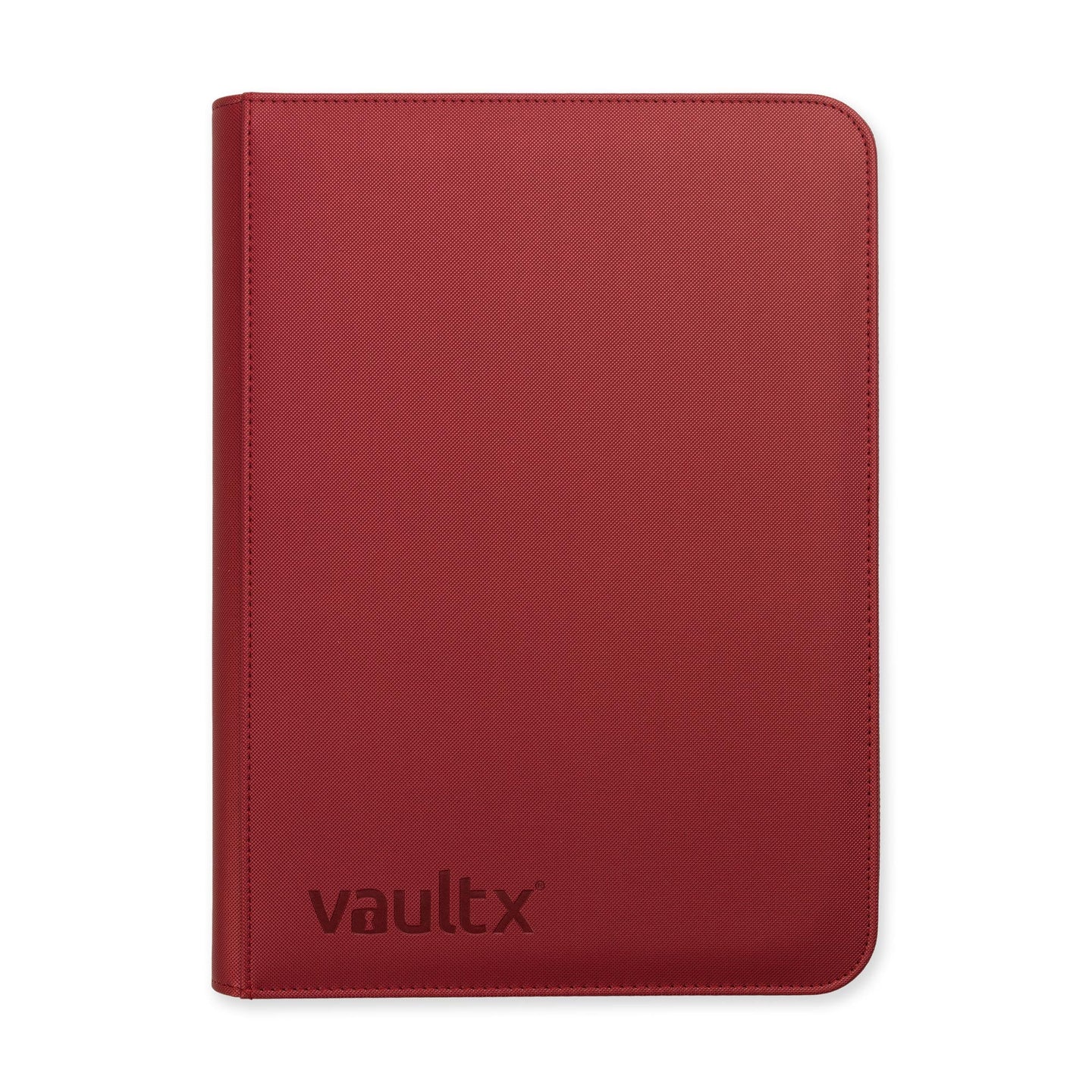 Vault X 9 Pocket Zip Binder, 360 Cards, Exo-Tec Material, 20 Side-Loading Pages (Metallic Red)