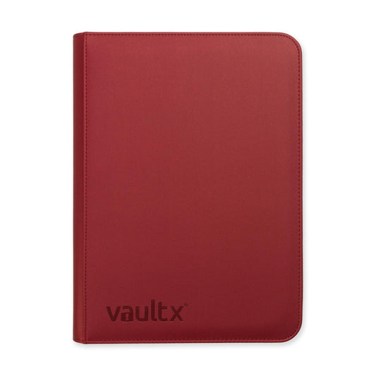 Vault X 9 Pocket Zip Binder, 360 Cards, Exo-Tec Material, 20 Side-Loading Pages (Metallic Red)