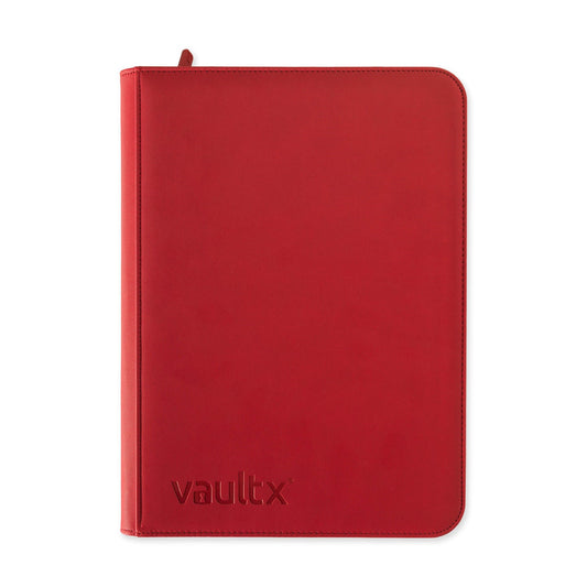 Vault X 9 Pocket Zip Binder, 360 Cards, Exo-Tec Material, 20 Side-Loading Pages (Red)